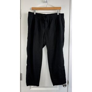 Old Navy Women's Linen Rayon Blend Pull On Crop Pants Black Size L Large